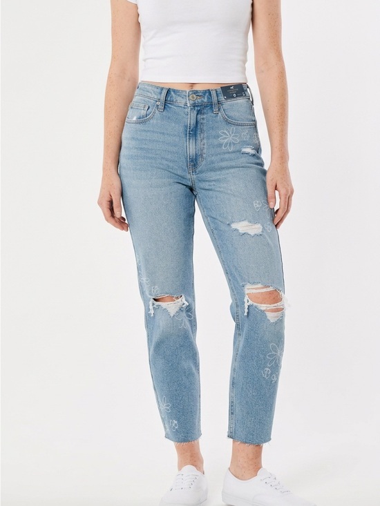 Hollister Denim - 👖NWT🤩 |•HOLLISTER•| Ultra High-Rise Mom Jeans Flowers Size 5 Short 27x25👖